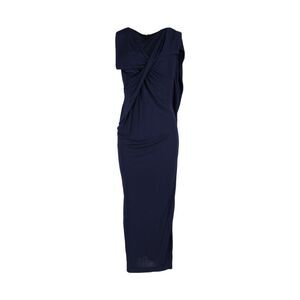 Peter Pilotto Draped Sleeveless Gown in Navy Blue Cotton